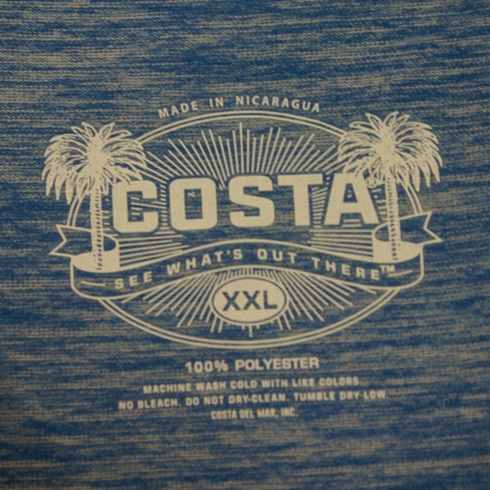 Costa Del Mar Mens XXL Blue Heathered Long Sleeve Performance Shirt Logo Fishing - Picture 5 of 9